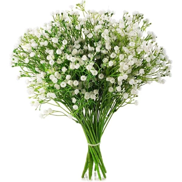 5 stk hvite kunstige blomster - Kunstige plastfalske for