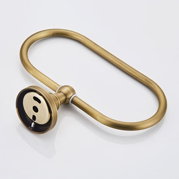 Håndkleholdering, børstet bronse, antikk messing oval håndkleholder