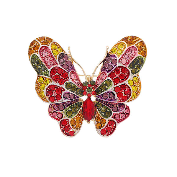 Rhinestone lapptäcke blomma fjäril brosch