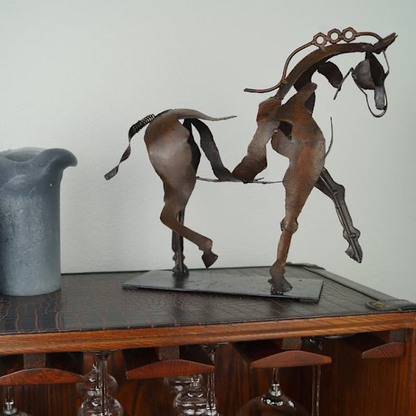 Rustik Metal Hest Skulptur Adonis Hest Statue Dekor Ornam