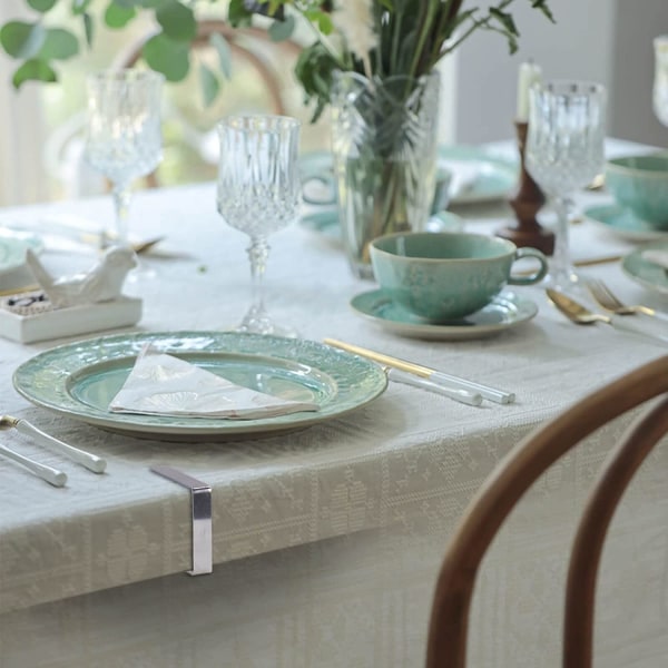 7cm x 4 st - Stort bordsduksklämmor Set om 4 rostfritt stål T