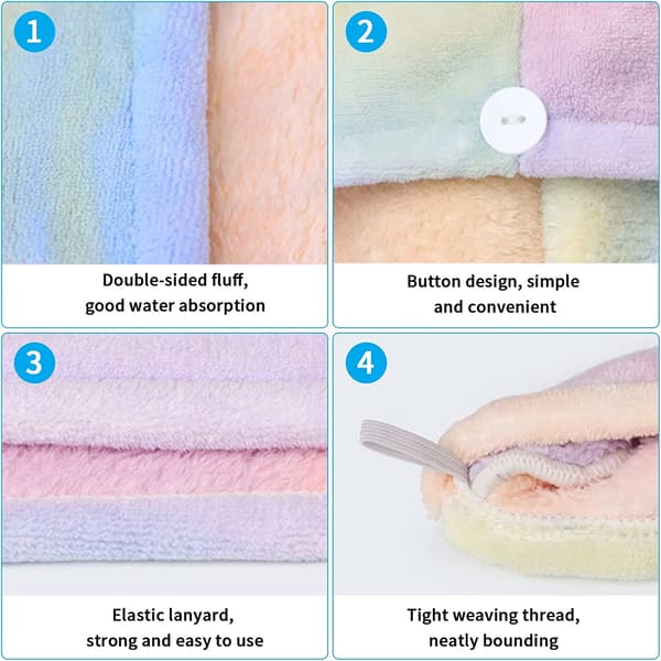 2 stk. Mikrofiber Håndklæde til Hår, Hurtigtørrende, Superabsorberende, Med B