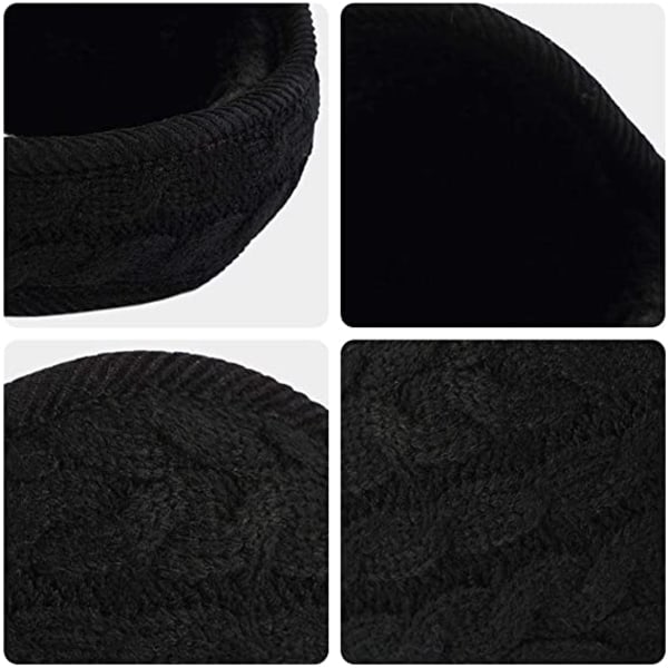 Unisex lämpimät neulotut kuulosuojaimet naisille Cashmere Winter Pure Color-black