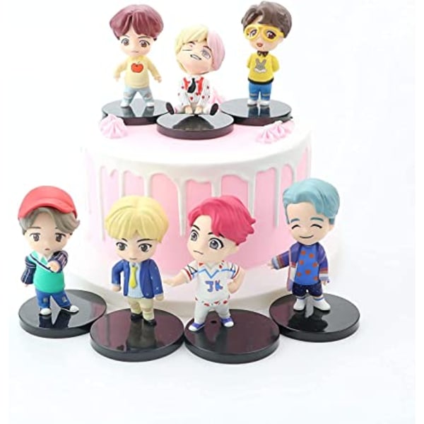 7-delad BTS Mini Idol Lyxkaraktär Spel Set Tårtdekoration BTS Boy