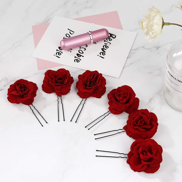 6 stykker-blomster hårklip kvinder rosenblomst bryllup hår tilbehør 2e58 |  Fyndiq