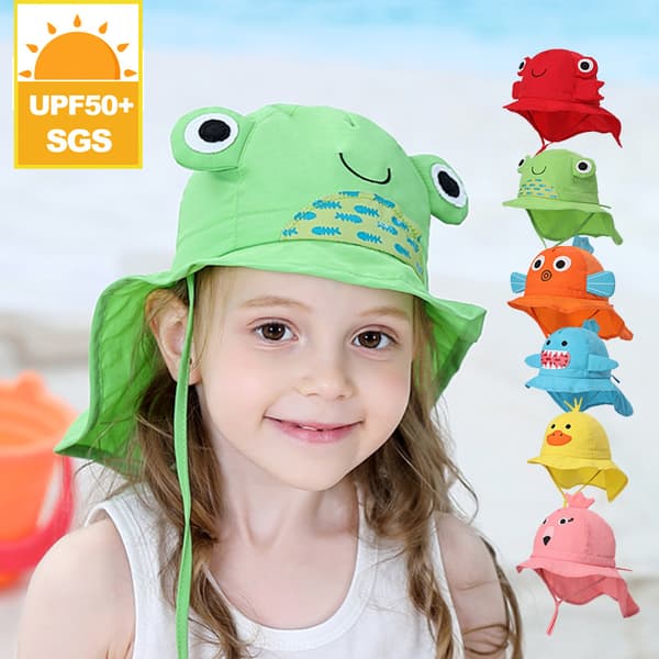 Hurtigttørkende solhatt for barn til stranden (crab)