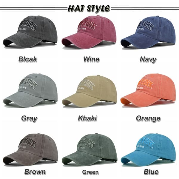 Broderi Baseballcaps Vasket bomull \"NEW YORK\" black