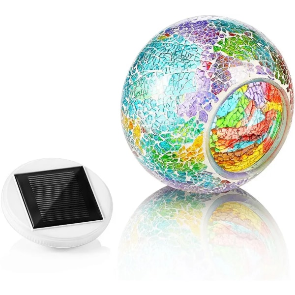 Fargeskiftende solcelledrevet glassmosaikkball LED-hagelys