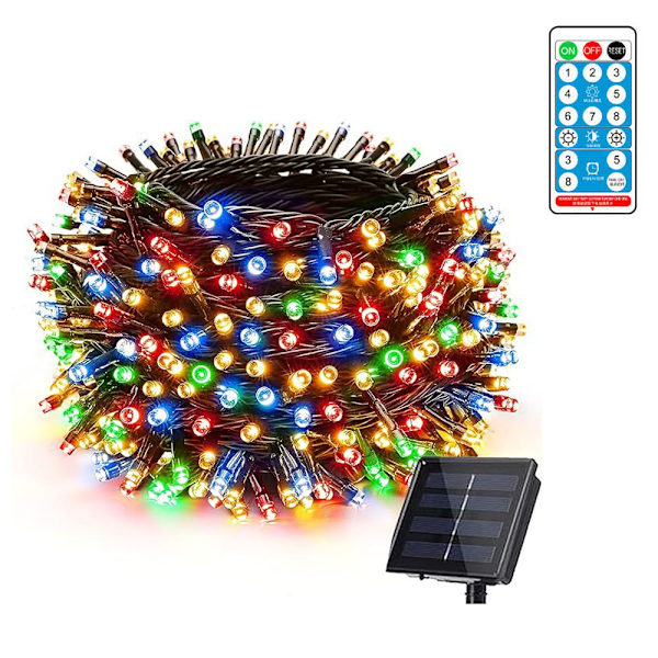 Solcelled Halloween-lys med fjernbetjening, 72ft 200 LED 8 tilstande Røde Halloween-lysstreng (Farverige)