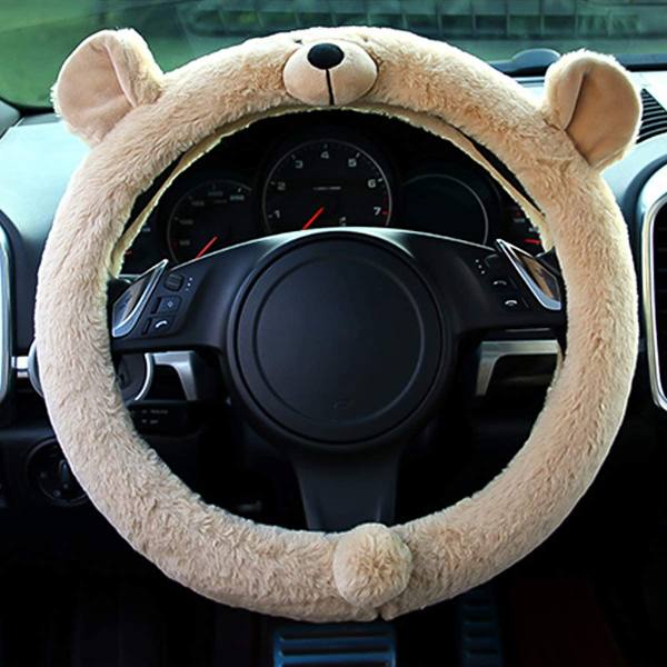 Beige Bear - 1 styck - Söt djurformad bilrattskydd
