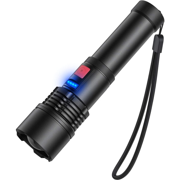 3000 Lumen Rechargeable LED Flashlight, Zoomable Flashlight, Wat