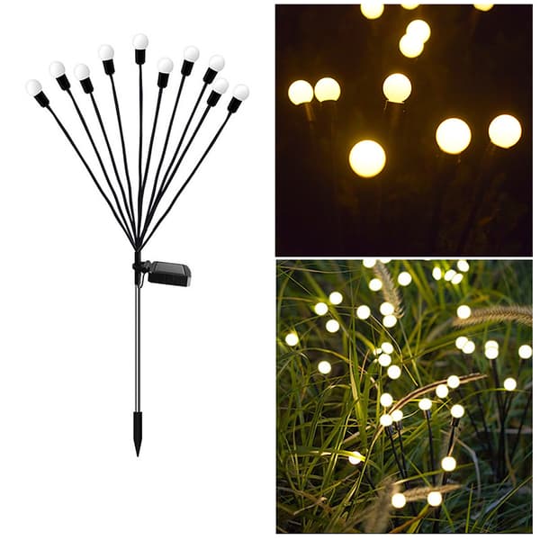 Solcellelamper Utendørs, 2 Pakker 10 LED Solcelledrevne Glødormer Lys for