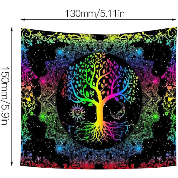 Tree Of Life Tapestry, Veggduk, Tapestry Veggdekor, Psykedelisk