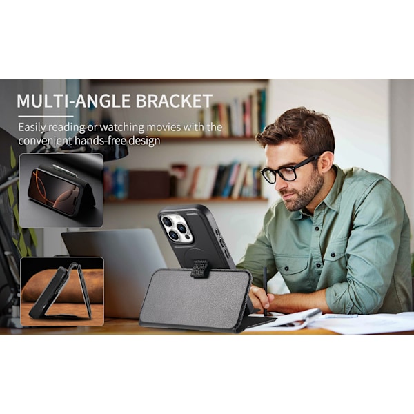 Kompatibel med Magsafe-kompatibelt iPhone 16 Pro Max Wallet Case, Sort