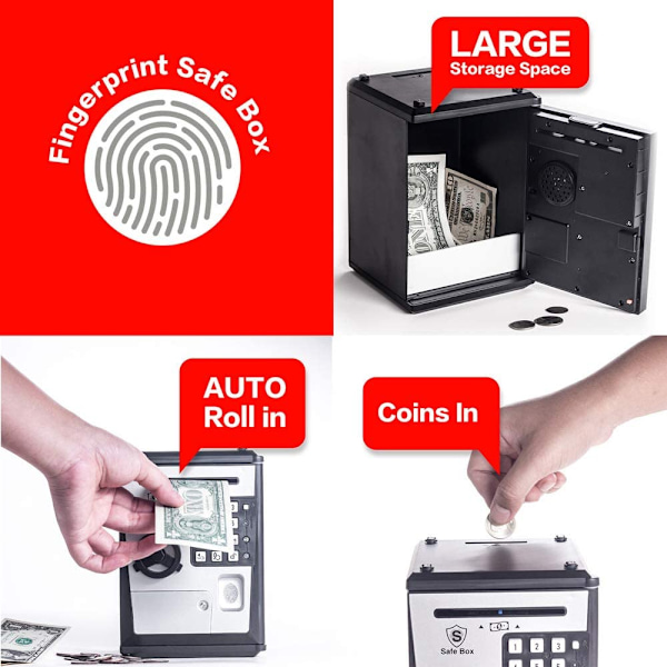 Legetøj Piggy Bank Safe Box Fingerprint ATM Bank ATM Machine Money C