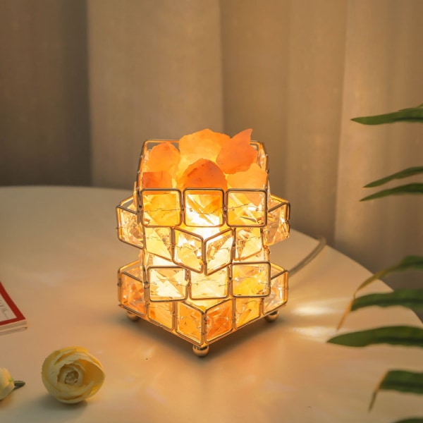 Rubik's cube fire-lags krystal bordlampe naturlig krystal s