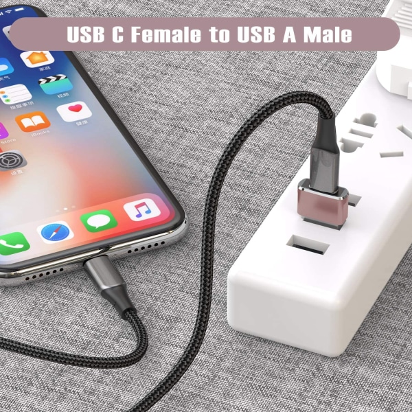USB C-hona till USB A-hane Adapter 3-pack, Typ C Laddningskabel C