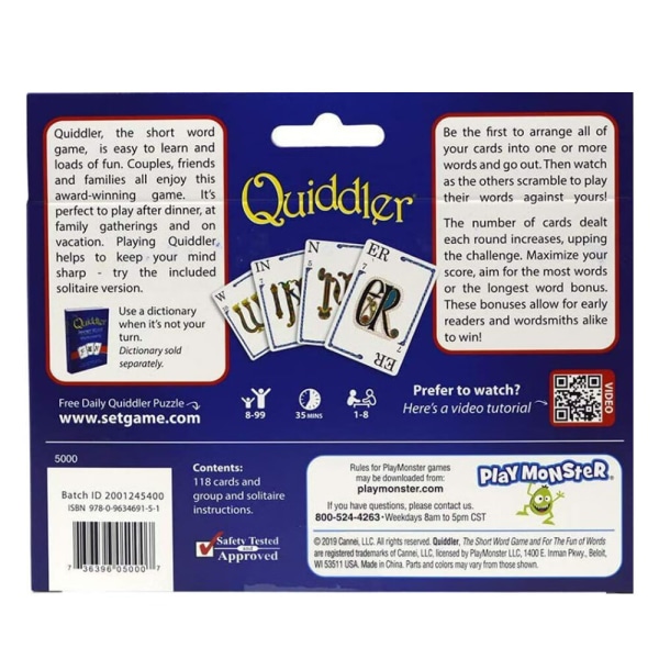 Quiddler-lautapelikortti englantilainen taikuripeli