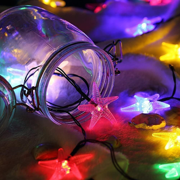 Solcelled Sjøstjernelys, 6,5m 30LED Lys 8 Moduser (Flerfarget)