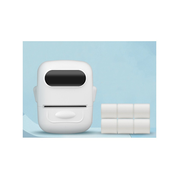 Trådløs hvid stregkodeetiketprinter 1 stk. Mini Bluetooth termisk