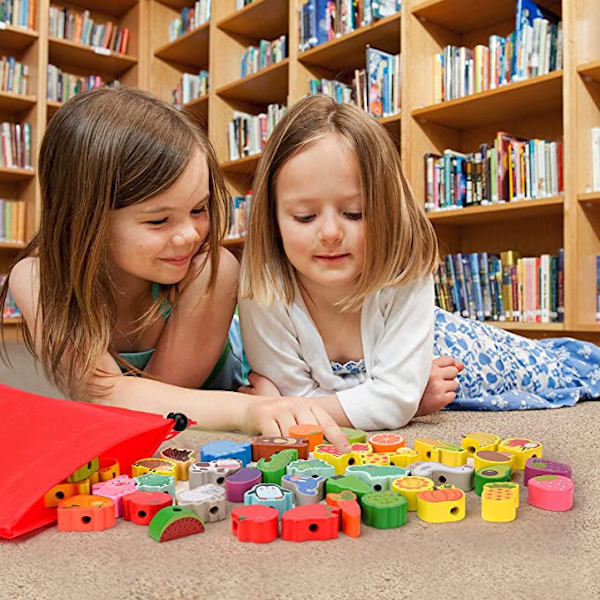 Pedagogiskt leksaksspel för barn Perfekt present till barn Innehåller 42 träpärlor