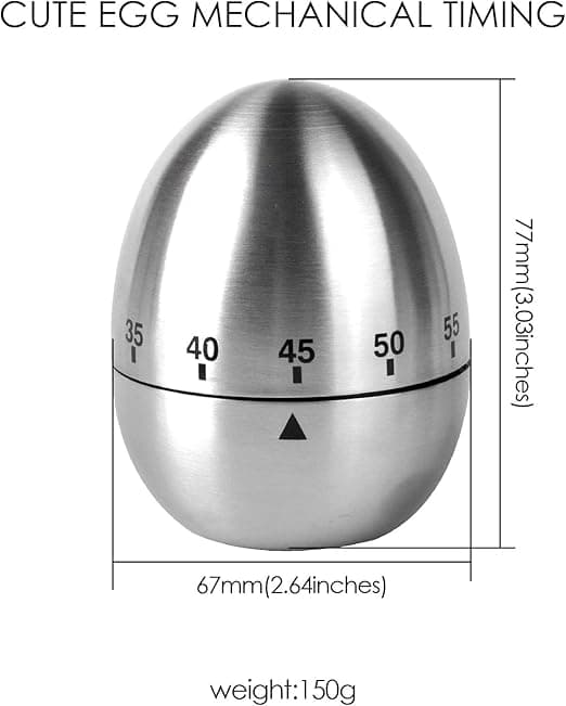 Egg Kjøkken Timer Rustfritt Stål Mekanisk Rotasjonsalarm 60 Min