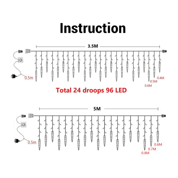 Jul islykta, 3,5 m liten iskon 24 LED mini is