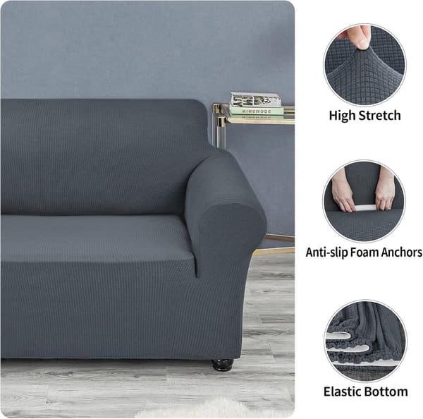 Sofa Betræk til 3-Sæders Sofa - Strækbar Sofa Betræk (Grå)