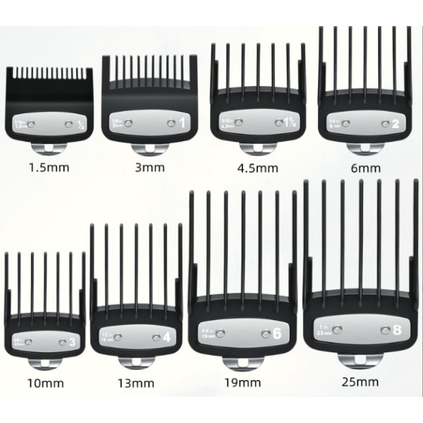 Kammer for Wahl hårklipperkammer, metallklips, 8 klippelengder