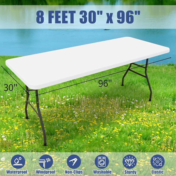 2 kpl suorakaiteen muotoisia piknik-pöytäliinoja, 8 jalan pöydille beige 30"x96"