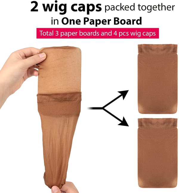 6 stk. mørkebrune elastiske nylon paryk hatter - elastiske nylon lukkede en