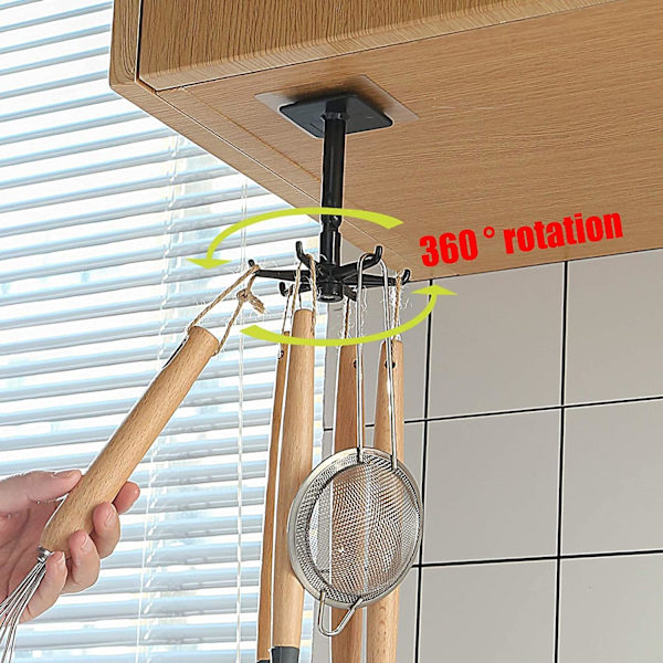 360° roterbar køkkenredskabsholder, 2 stk. køkkenredskabsholder uden boring