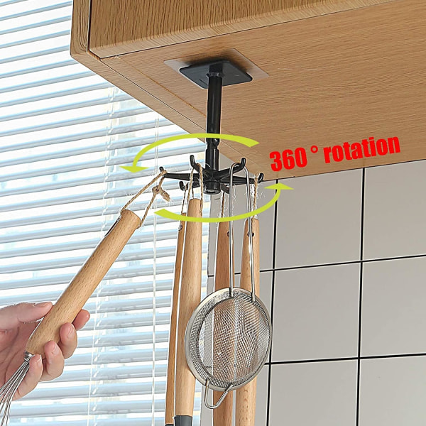 360° roterbar køkkenredskabsholder, 2 stk. uden borekøkken