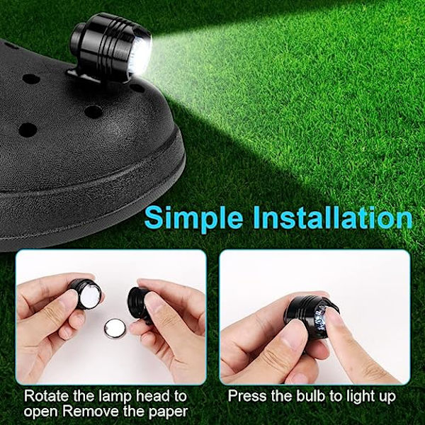 2 stk. hodelykter for Croc, Crocs hodelykt IPX5 vanntett med 3