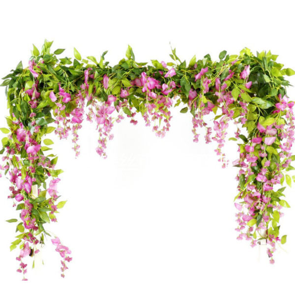 Violetti punainen-5 kpl keinotekoinen Wisteria Flower Garland, 5 kpl