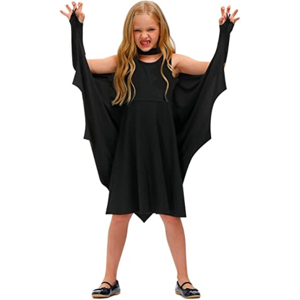Black Bat Wings-kostyme for barn 6-8 år