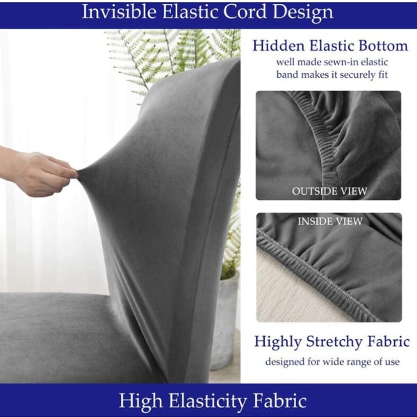 Velvet Large Stoltrekk for spisestue, Soft Stretch Seat Cov