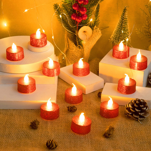 6 kpl punaisia LED-kynttilän valoja Joululoman häät syntymäpäivä