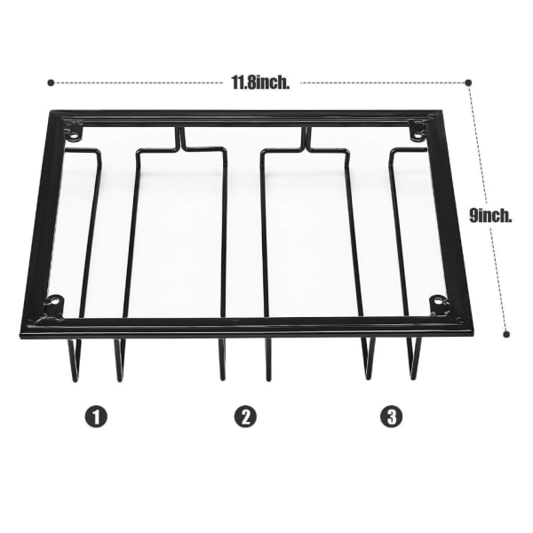 Hengende glassholder - Vinglassholder med 3 skinner for 6 vinglass