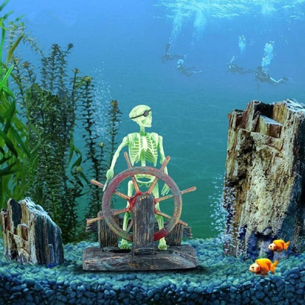 pirat kaptajn kranium akvarie dekoration akvarie dekoration aqu