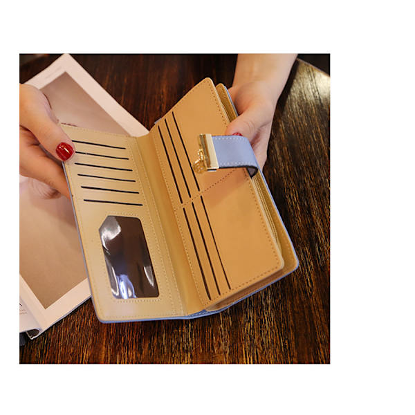 Khaki clutch taske (ca. 18,6*3,2*9,5cm) Læder lang pung, Cu