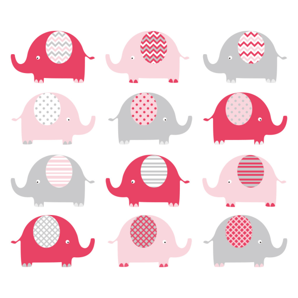 4 st väggdekaler Liten rosa elefant väggdekaler väggmålning Deca