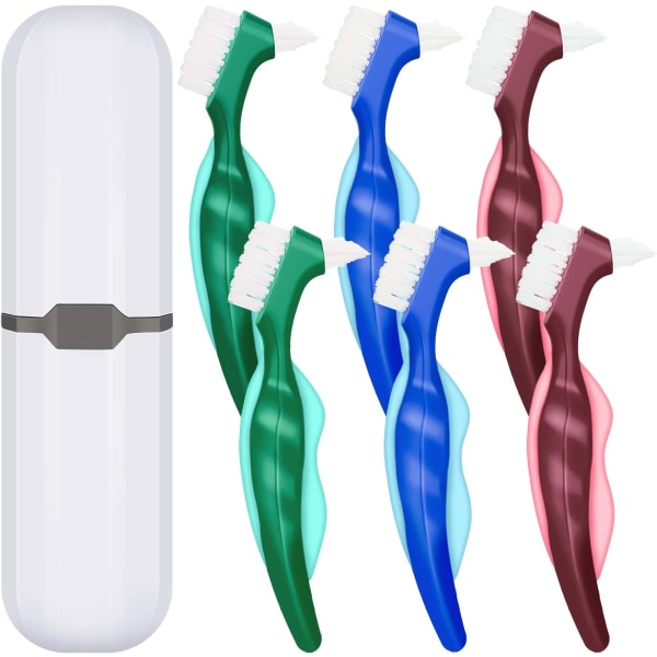 6 delar tandborstar hård tandprotesborste Rengöringsborste med Whi