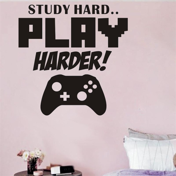 study Hard Vinylklistremerke Dekal 20*8.66\" - Romdekor Veggkunst Mur