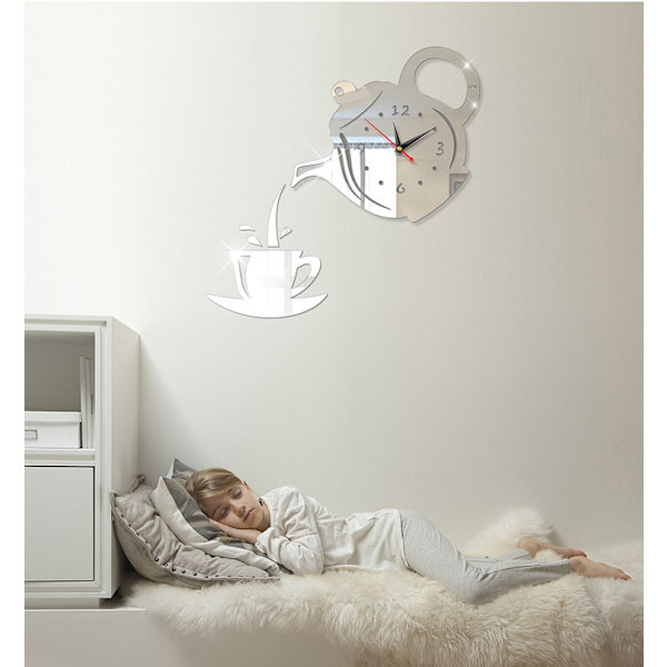 Vægure Kreativ DIY Akryl Kaffe Kop Tekande 3D Dekorativ