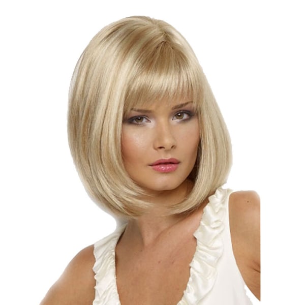 Parykk kvinner kort rett hår lys blond kjemisk fiber wi