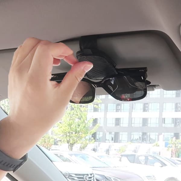 2-pack Solglasögonhållare för bilvisir - Magnetisk läder