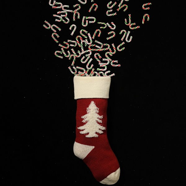 2 st julstrumpor att hänga i julgranen, julklappspåse