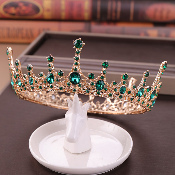 Krone Grand Palace Grønn Rhinestone Tiara Brud Hår Ac