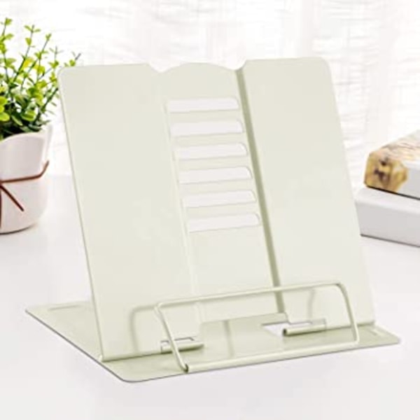 (white)Metal Book Stand Reading Book Holder Lightweight Cook Boo